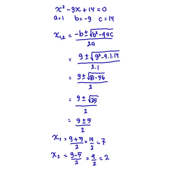 白色背景上的数学公式的矢量说明 矢量图解 用Abc公式求解二次方程 — 图库矢量图片