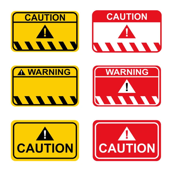 Caution Sign White Background Dangerous Sign Yellow Red Sign Caution — Stock Vector