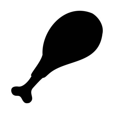 Beyaz arka planda tavuk budu silueti. Vektör illüstrasyonu 10 birim. Kızarmış tavuk butlarının siyah gölgesi.