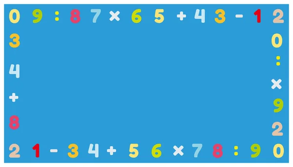 Ілюстрація Чисел Знаків Пунктуації Синьому Фоні Освітній Фон Математичною Темою — стоковий вектор