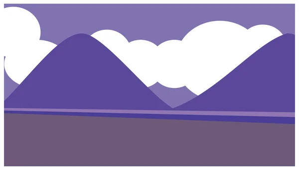 Landscape Mountains Clouds Purple Tones Vector Illustration — Stock Vector