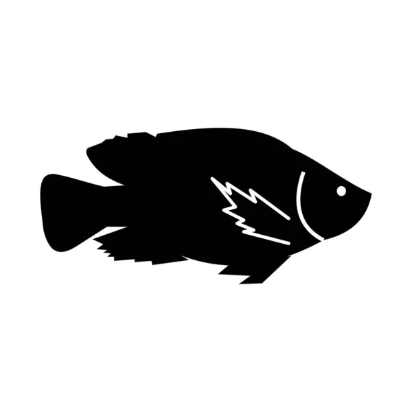 Svart Siluett Fisk Isolerad Vit Bakgrund Skuggan Fisk Skuggikon Gissa — Stock vektor