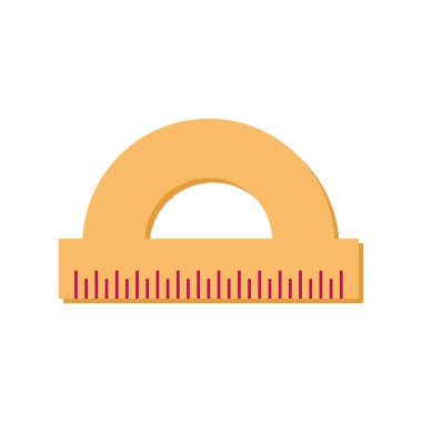 Cetvel okulu ikonu vektör illüstrasyon tasarımı grafik düz sarı renk. Web tasarımı için cetvel vektör simgesinin düz çizimi. Matematik işleri. eğitim