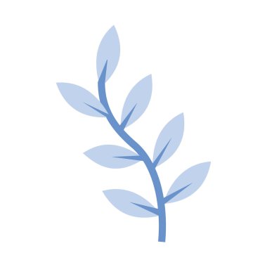 Yapraklı dal doğa ekoloji ikonu vektör çizim grafik düz. Kışın hayatta kalan bitkilerin yaprakları.