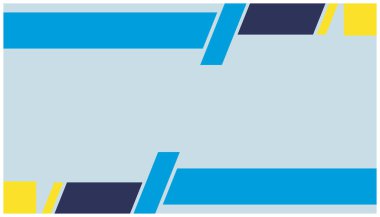 Metnin için mavi geometrik çerçeve. Vektör tasarım elemanı. Metin için kopyalama alanı olan mavi ve sarı arkaplan. Vektör illüstrasyonu.