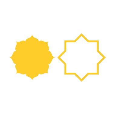 Ağ ve mobil uygulama tasarımınız için beyaz arkaplanda izole edilmiş güneş simgesi vektörü, Güneş logosu kavramı. Kutlama tasarımları veya dini süsler için dini dokular