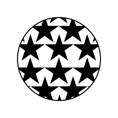 Beyaz arka planda yıldız ikonu olan top, futbol topu ikonu. Spor hobisi yarışması ve oyun teması. İzole tasarım. Vektör çizimi. Spor konsepti. Spor tasarım unsurları