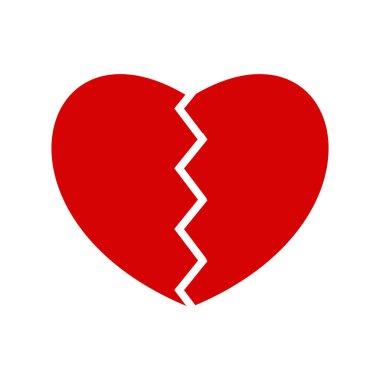 Broken heart sign. Flat style black icon on white background. Heart love icon symbol for element design valentine, wedding, happy, health and daily use
