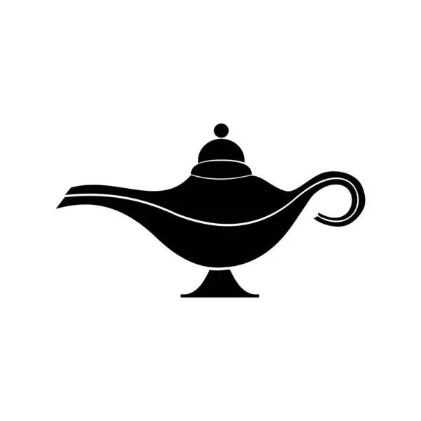 Aladdin sihirli lamba ikonu beyaz arka planda izole edildi. Vektör çizimi. Beyaz arkaplanda sihirli lamba simgesi izole edildi. Sihirli lamba vektör simgesi.