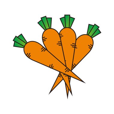 Havuç taze sebze ikonu vektör illüstrasyon tasarımı grafiksel düz stil 10. kaynak grafik element tasarımı. Sebze temalı vektör illüstrasyonu