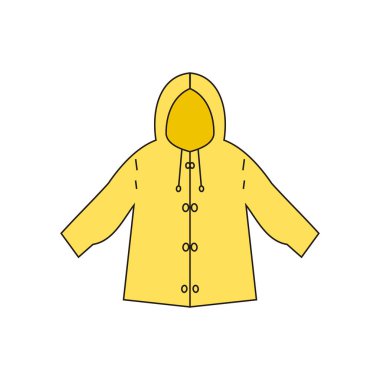 Sarı yağmurluk ikonu. Düz renk tasarımı. Vektör İllüstrasyonu. kaynak grafik element tasarımı. Yağmur yağdığında moda temalı vektör illüstrasyonu