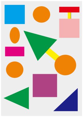 Beyaz arka planda renkli geometrik şekiller. Vektör çizimi. Eps 10. Eğitimin arka plan tasarım unsuru. Matematik eğitim şablonu