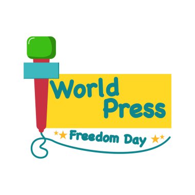 Mikrofon simgesine bas. Gazetecilik ihtiyaçları için mikrofon ikonu tasarım sembolü. Basının ekipmana ihtiyacı var. Karaoke şeyleri. Dünya Basın Özgürlüğü Günü. Mikrofon ögesi tasarımı. 