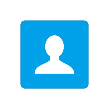 Mavi arkaplanda Avatar profil resim simgesi. Düz tasarım tarzı. kaynak grafik element tasarımı. ui düğmesi uygulaması için iletişim simgesi. kullanıcı arayüzü simgesi tasarımı 
