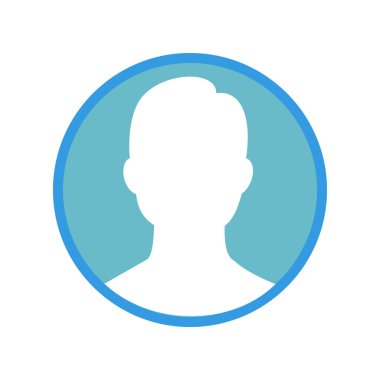 Mavi arkaplanda Avatar profil resim simgesi. Düz tasarım tarzı. kaynak grafik element tasarımı. ui düğmesi uygulaması için iletişim simgesi. kullanıcı arayüzü simgesi tasarımı 