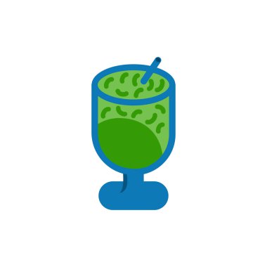 Illustration of a glass of fresh green dawet ice that is sweet, delicious and refreshing. Design element illustration of traditional Indonesian drink icon clipart