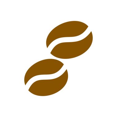 Kahve çekirdeği ikonu. Düz dizayn 10 dakika sürüyor. Kahverengi kahve çekirdekleri silueti. Kahve çekirdeğinin tasarım elementi çizimi.