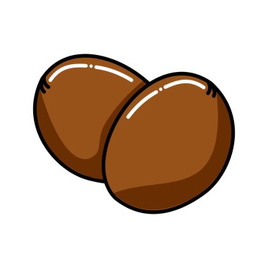 Sapodilla meyve ikonu. Diğer amaçlar için sapodilla meyve ikonunun çizgi film çizimi. Meyve temalı tasarım elementleri