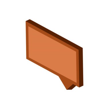 Dikdörtgen çerçeve izometrik 3d simgesi beyaz bir arkaplanda izole edildi. Kahverengi renkli Isometric 3D kabarcık sohbet. Kabarcık konuşma izometrik simgesi