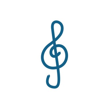 Beyaz arkaplanda üçlü anahtar simgesi izole edildi. Multimedya tasarımlarında kullanılabilen müzik simgesi. Müzik ikonu ve sembol. Bölüm 10 biçiminde düzenlenebilir