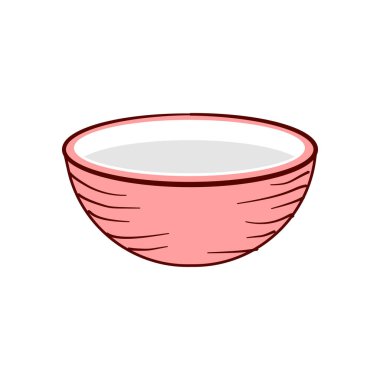 Seramik kase. Çizgi film tarzında el çizimi çizimi. Yemek takımı, çizgi stili kase tasarımı. yiyecek ikonu tasarım elementi. Tasarımınız için gıda sembolü grafikleri