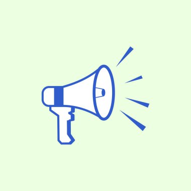 Megafon simgesi. Hoparlör sembolü. Megafon sesi izole edilmiş simge tasarımı, kaynak grafiksel element tasarımı. Yayın temalı megafon illüstrasyonu