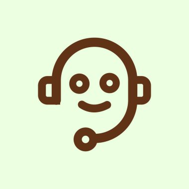 Çağrı merkezi simgesi. Müşteri destek servisi. Çizim. EPS 10. Yeşil arka planda jambon rengi olan kişi simgesi. Kişinin tasarım ögesi çizimi