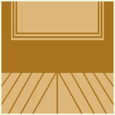 Ahşap zemin ve çerçeve ile arka plan. Retro tarzda vektör illüstrasyonu. Oda tasarımının, yumuşak ve sakin kahverengi nüanslı grafik tasarımı. Bir dua odası tasviri