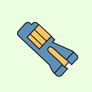 Mavi ve sarı tüp içeren düz dizayn medikal ekipman ikonu. Sağlık, klinikler, hastaneler, eczaneler ve modern sağlık konuları için uygundur..