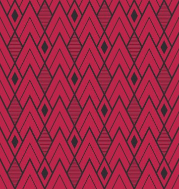 Art deco tarzı arka plan. Kusursuz geometrik desen. 2023 yılının trend rengi viva moru. Pankartlar, kapaklar, posterler, arka planlar, duvarlar için tasarım öğeleri. Vektör illüstrasyonu.