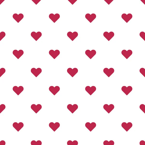 Seamless Pattern Red Heart Shape White Background Texture Design Fabric — Stock Vector