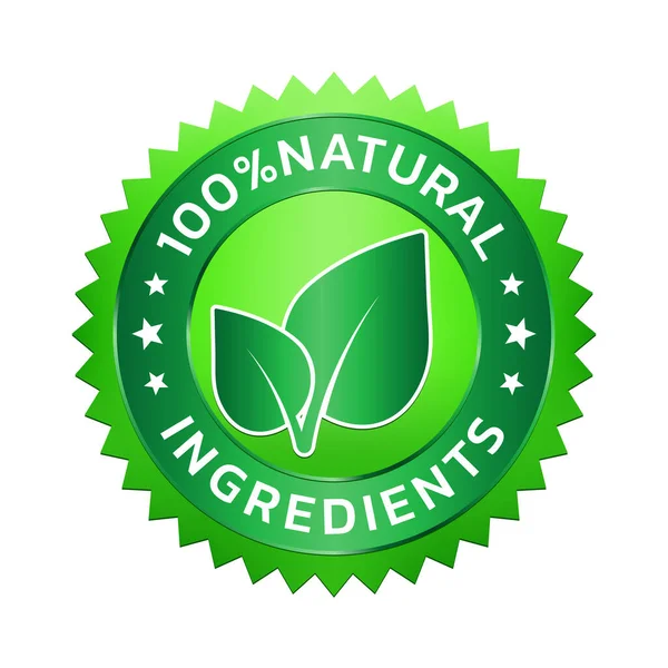 Distintivo Ingredienti Naturali Gradiente Metallico Verde Organico Timbro Gomma Forma — Vettoriale Stock