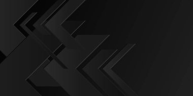 Çok katmanlı, gri ok başı şeklinde kesilmiş kağıt. Siyah eğimli soyut arkaplan. Şablon, kart, kapak, afiş, poster, arkaplan, duvar için tasarım ögesi. Vektör illüstrasyonu.