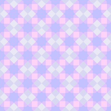 Kusursuz kare geometrik desen. Elmas şekilli soyut arka plan, pembe, mor, beyaz. Döşeme, kapak, poster, el ilanı, afiş, duvar, fon, tekstil için doku tasarımı. Vektör illüstrasyonu.