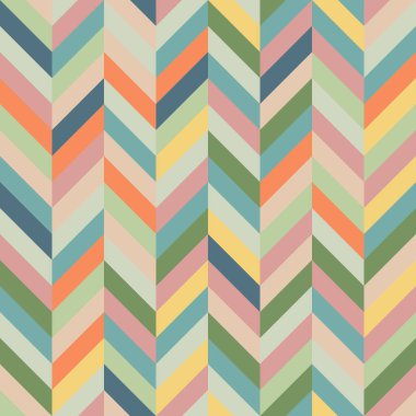 Geçmişe dönük renklerde kusursuz simge deseni. Herringbone şekli soyut bir arkaplan. Döşeme, kapak, poster, el ilanı, afiş, duvar, fon, tekstil için doku tasarımı. Vektör illüstrasyonu.