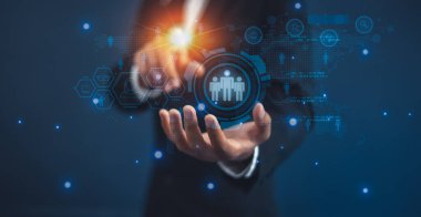 Küresel yapı İnsan Kaynakları ağ teknolojisi ve veri alışverişi geliştirme ile iş, müşteri ilişkileri yönetimi (CRM). Müşteri hizmetleri, sosyal medya. online dijital pazarlama.