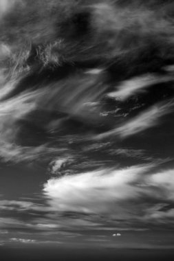 Real clouds and sky hi-res texture for design and retouch - abstract photo texture of the real clouds on the black background for adding and editing as a background layer in the Screen blending mode clipart
