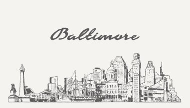 Baltimore silüeti, Maryland, ABD Vektör illüstrasyonu