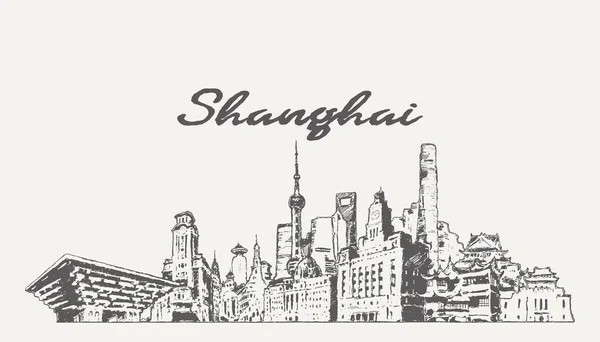 Shanghai Skyline Chine Illustration Vectorielle — Image vectorielle