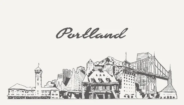 Portland Skyline Oregon Eua Ilustração Vetorial —  Vetores de Stock
