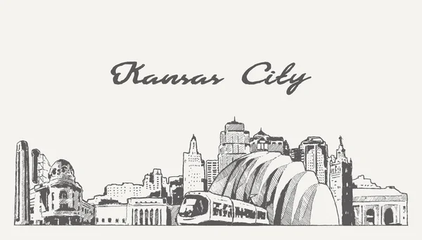 Kansas City Skyline Μιζούρι Ηπα Vector Illustration — Διανυσματικό Αρχείο