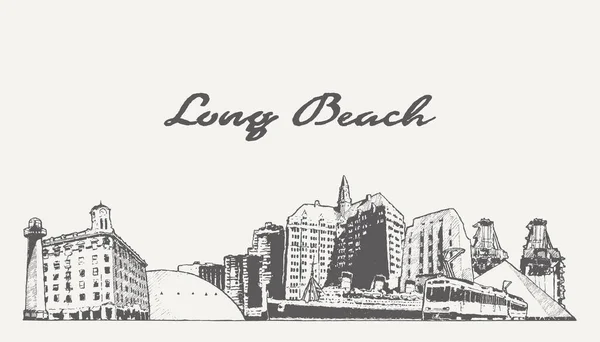 Long Beach Skyline Califórnia Eua Ilustração Vetorial — Vetor de Stock
