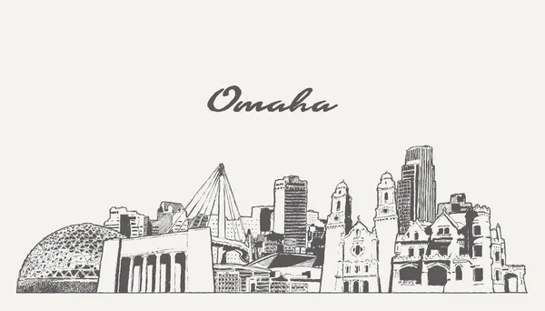 Omaha Skyline Nebraska Eua Ilustração Vetorial — Vetor de Stock
