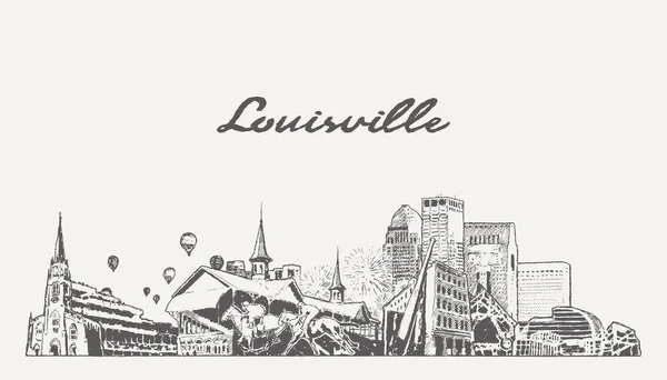 Louisville Skyline Kentucky Eua Ilustração Vetorial — Vetor de Stock