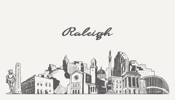 Raleigh Skyline Carolina Norte Eua Ilustração Vetorial — Vetor de Stock