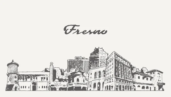 Fresno Skyline California Estados Unidos Vector Illustration — Archivo Imágenes Vectoriales