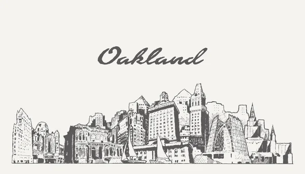 Oakland Skyline Califórnia Eua Ilustração Vetorial — Vetor de Stock