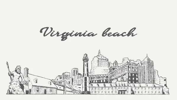 Virginia Beach Skyline Virgínia Eua Ilustração Vetorial — Vetor de Stock