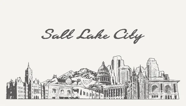 Salt Lake City Skyline Utah Eua Ilustração Vetorial — Vetor de Stock