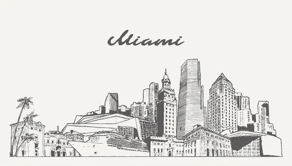 Miami Beach Skyline Florida Eua Ilustração Vetorial — Vetor de Stock